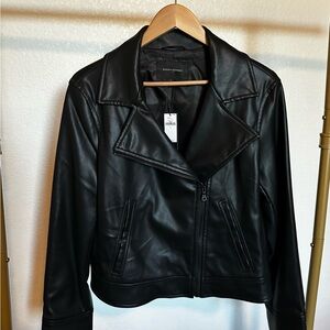 Banana Republic Faux Leather Moto Jacket — NWT, Black, Size L